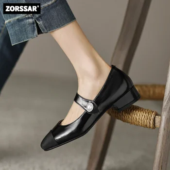 2023 אביב קיץ מוצרים חדשים אופנה רטרו מרי ג ' יין יחיד נעלי עור העקב נמוך יחיד נעלי גודל גדול של נשים משאבות