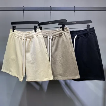 2023 קיץ חדשה מוצק צבע הספורט של גברים מכנסיים קצרים מזדמנים מכנסיים קצרים באיכות גבוהה רופפת היפ הופ כותנה מנופחים המכנסיים לובשים רחוב