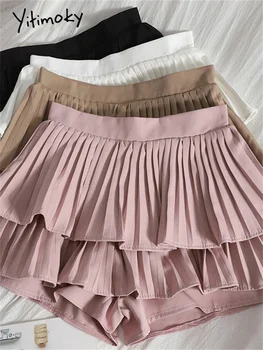 2023 קפלים קפלים מכנסיים קצרים חצאיות לנשים הקיץ 2023 קוריאני אופנה גבוהה המותניים התחתונים משרד גבירותיי קו אופנתי מכנסיים קצרים