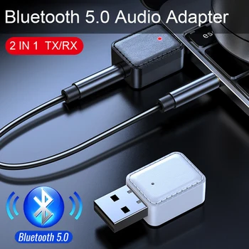 AUX 5.0 Bluetooth מקלט משדר לרכב USB מתאם Bluetooth אלחוטי דיבורית לרכב עבור רמקול בבית מחשב נייד