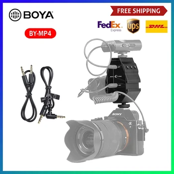 BOYA BY-MP4 2-ערוץ אודיו המתאם עם מונו וסטריאו מתג חכם Canon Nikon DSLR מצלמה Sony מצלמת וידאו Panasonic