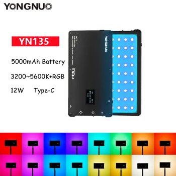 YONGNUO YN135 12W מיני RGB LED וידאו כיס אורות סטודיו לצילום המנורה למלא תאורה עבור איפור יצירתי ולוג TikTok Youtube