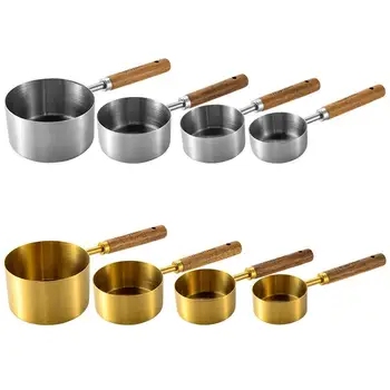 אפייה כלים מטבח כף מדידה סט נירוסטה ידית הביתה גביע כפיות מטבח מזון מדידה כסף או זהב