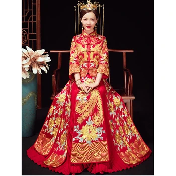 באיכות גבוהה סינית מסורתית החתונה בגדים Cheongsam שמלת מעודן אירועים מסוגנן, אלגנטי הכלה китайская одежда