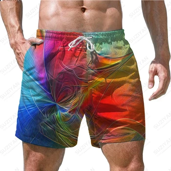 הגברים הקיץ החדשים מכנסיים קצרים החוף מכנסיים רפויים, נוחים לנשימה 3D מודפס הוואי הבית ריהוט נסיעות בגדים ענק.