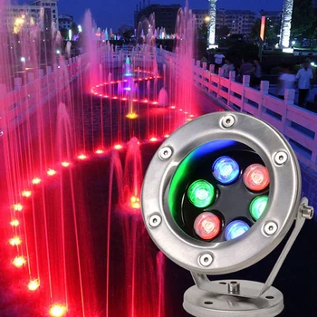 מזרקה נירוסטה LED זווית מתכווננת IP68 AC 12V RGB מרובה צבעים מתחלפים שחייה מעיין אור הזרקורים בריכה המנורה