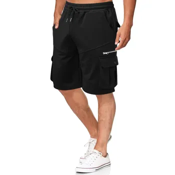 רוכסן מכנסיים קצרים מכנסיים של גברים כותנה חמש נקודות הקיץ Multi-כיס הסרבל מכון כושר טרנינג זכר ספורט מכנסיים Homewear