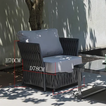 שטח חיצוני סעיפים ספות אלסטי יחיד חבל אריגה ספה כסא גן השיחה Frniture עם גריי כרית ביד