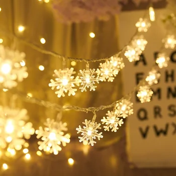 1.5 M 3M 6M פתית שלג מחרוזת אורות פיות אורות LED עבור עץ חג המולד חתונה בבית קישוט מקורה, מופעל על סוללות גרלנד