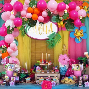 107pcs טרופי בהוואי מסיבת בלונים גרלנד ערכת לואו בלון עיצוב המסיבה מקלחת תינוק חתונה, יום הולדת Bachelorett בלונים