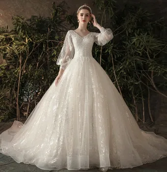 2021 חדש Desgin מפואר ואגלי שמלות חתונה העליון דובאי בלינג שמפניה אור שמלות כלה בהזמנה אישית Mariee