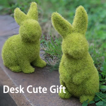 2023 מיני שרף נוהרים ירוק ארנב קישוטים חמודים שולחן קריקטורה חיה בצורת מתנה גן מקורה השולחן