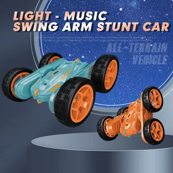 4WD מיני מכוניות RC מכונית פעלולים צעצוע, 2.4 GHz 2 הצדדים שלט רחוק לרכב דו צדדי מתהפך סיבוב 360° כלי רכב, צעצועים, מתנות לילדים