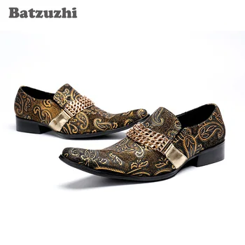 Batzuzhi מידות גדולות אופנה גברים נעלי שמלה עור מחודד בוהן של מעצב יוקרתי עסקים, מסיבת חתונה נעלי גברים