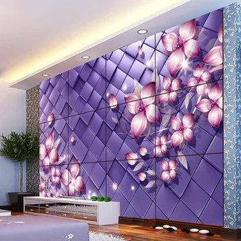 beibehang המסמכים דה parede פשוט החדרים המודרניים אריח קיר רקע סגול פרחים פנטזיה ציור קיר חדש התרבות טפט קיר נייר