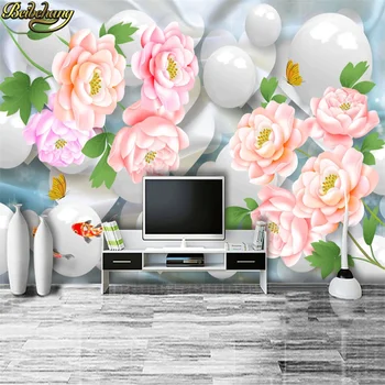 beibehang תמונה מותאמת אישית המסמכים דה parede 3D ציור קיר טפט ספה רקע פשוט כדור עגול פרחים קיר נייר לקישוט הבית