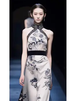Cheongsam צ 'י-פאו הסינית המסורתית צ 'יפאו וינטג', אלגנטי יוקרתי לנשים של השמלה גרסה משופרת צ ' יפאו שמלת הקיץ 2023