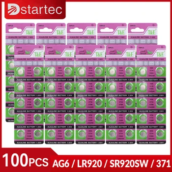 DStartec 100PCS SR920SW 370 371 L920 LR69 G6A 371A LR920 AG6 1.55 V אלקליין כפתור מטבע תא הסוללה בשעון; 100% בטוח לא כספית
