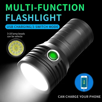 XF T6 מנורת פנס LED חזק סגסוגת אלומיניום נטענת USB הזרקורים מתח גבוה לפידים, סוללה סולארית טעינה הזרקור