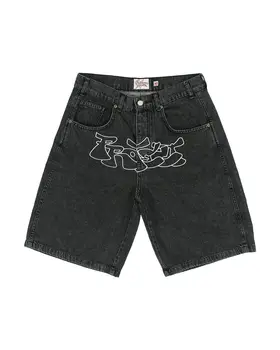 Y2k חם נפץ מכנסיים היפ הופ ג ' ינס מכנסיים קצרים לגברים ונשים בקיץ Harajuku אופנה פאנק רוק גותי המכנסיים לובשים רחוב