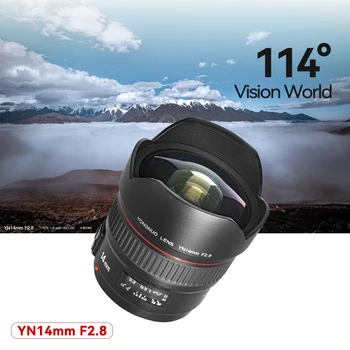 Yongnuo עדשה YN14mm F2.8 AF MF פוקוס אולטרה רחב זווית ראש לעדשת 14mm עבור Canon 5D Mark III IV 800D 760D 80D 7D מצלמת DSLR