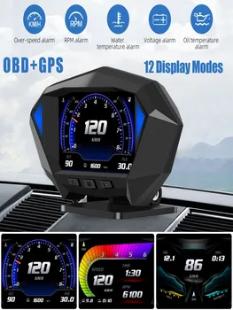אוטומטי OBD2+GPS HUD Head-Up Display לרכב אוניברסלי דיגיטלי מד המהירות רב תכליתיים על מהירות מופרזת אזעקה אוטומטית נהיגה בטוחה