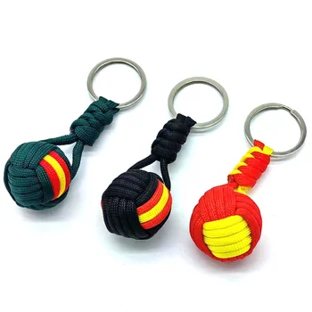 ארוג חבל הכדור מחזיק מפתחות מצנח לקשור Keyring אגרוף קוף מחזיק מפתחות חיצונית הגנה עצמית כלי