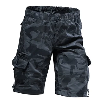 הברך אורך המכנסיים של הגברים קיץ מזדמן כותנה רב כיסי מכנסי קצוץ קצר מכנסיים הסוואה צבאית.