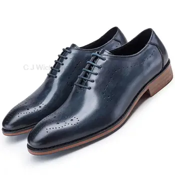 החדש לגברים נעלי שמלה שחור כחול מעצב עסקים במשרד שרוכים שמלה נעלי גברים עור אמיתי נעלי אוקספורד לגברים