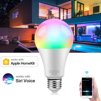הנורה LED החכם של אפל Homekit אפליקציה LED מנורת נורת E27 15W AC 85-265V 2.4 G WiFi מנורת LED הקולית Siri IOS מערכת בקרת תאורה ביתית