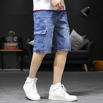 הקיץ חדש של גברים מזדמנים מכנסי ג 'ינס קצרים יפני בתוספת גודל כותנה מכנסי ג' ינס קצרים זכר Workwear המכנסיים גברים בציר קצר שאיפה