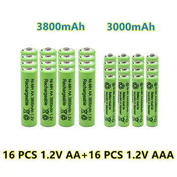 חדש 1.2 V AA 3800mAh NI-MH סוללות נטענות+1.2 V AAA 3000 mAh Rechageable סוללת NI-MH סוללה