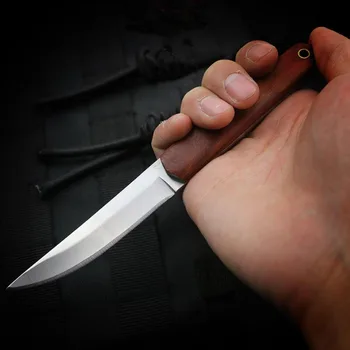 חיצוני קטן ישר סכין קמפינג נייד סכין נירוסטה קשיות גבוהה סכין ידית עץ תכליתי אולר