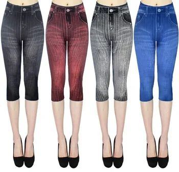 מדי יום מזדמן נשים מכנסיים 2023 האביב והקיץ חדש אופנה ג ' ינס מודפס מתיחה גבוה של נשים Capris