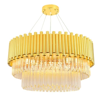 מודרני בסגנון ארט דקו נירוסטה קריסטל עגול זהב אור LED.אורות תליון.תליון מנורה.תליון אור בחדר האוכל הטרקלין