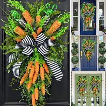 מלאכותי זר חג צמח הגפן מעגל תפאורה גזר זר חג הפסחא זר על דלת הכניסה תפאורה חג הפסחא קישוט
