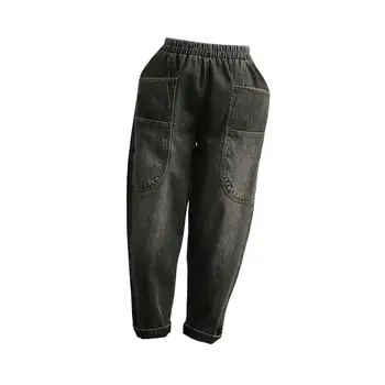 סגנון וינטג 'של נשים הרמון סרבל מכנסיים מקרית אביב קיץ גבוהה Waisted ג 'ינס ג' ינס ג ' ינס מכנסיים חוצות משרד עסקים
