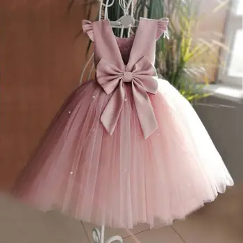 עניבת פרפר ערב שמלת נסיכה עבור בנות 2023 תלבושות חדשות מוצק זיעה חמוד אופנה מקרית קוריאני ללא שרוולים בגדי ילדים
