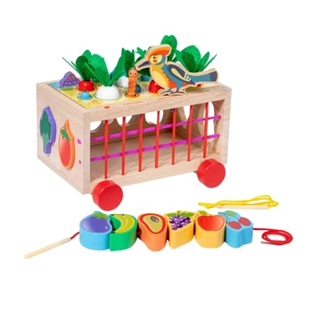 עץ פאזלים לפעוטות חינוך למידה פירות צעצוע צבעים וצורה Y55B