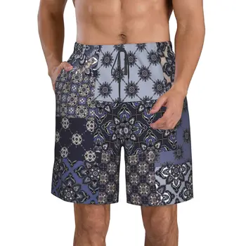 פייזלי הדפסת 3D הקיץ של גברים מכנסיים קצרים החוף הוואי פנאי בסגנון שרוך הביתה קצרים.