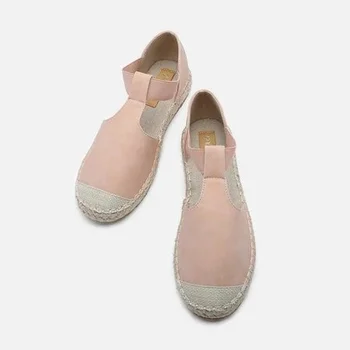 קיץ 2021 נעלי נשים אופנה העדר Espadrille שטוח אלסטי קש דייג נעליים מזדמנים דירות נשים נעלי גודל פלוס 43