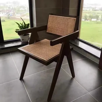 קש נורדי כיסאות עיצוב עץ מודרני כורסה חיצונית, כסאות אוכל מרפסת המשרד בודדים Sillas Comedor רהיטים