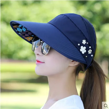 שמש כובעים לנשים הקסדות דייג חוף UV הגנה כובע שחור מזדמנים נשים קיץ, כובעי הקוקו שוליים רחבים
